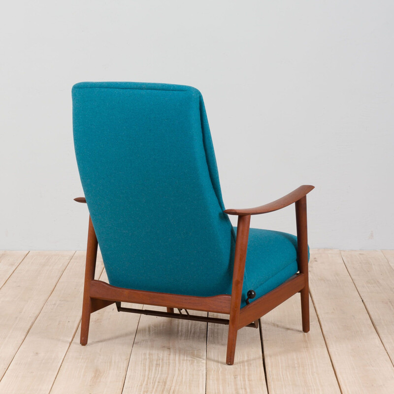 Sedia a dondolo vintage moderna scandinava con schienale alto in teak di Arnt Lande, 1960