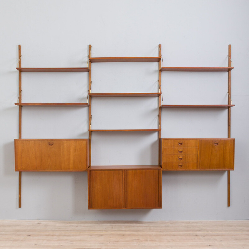 Vintage teak wall unit with a bar cabinet by Thygesen&Sørensen for Hansen and Guldborg, 1960s