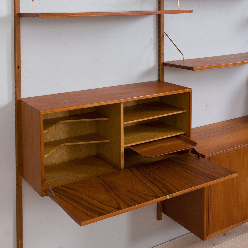 Vintage teak wall unit with a bar cabinet by Thygesen&Sørensen for Hansen and Guldborg, 1960s