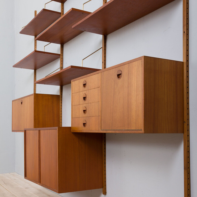 Vintage teak wall unit with a bar cabinet by Thygesen&Sørensen for Hansen and Guldborg, 1960s