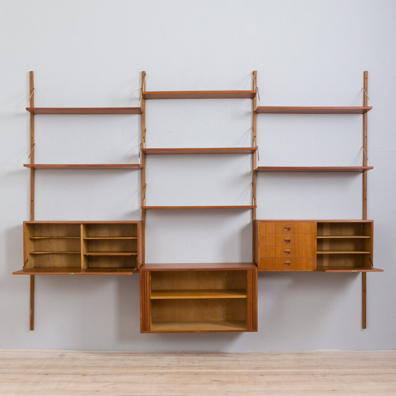 Vintage teak wall unit with a bar cabinet by Thygesen&Sørensen for Hansen and Guldborg, 1960s