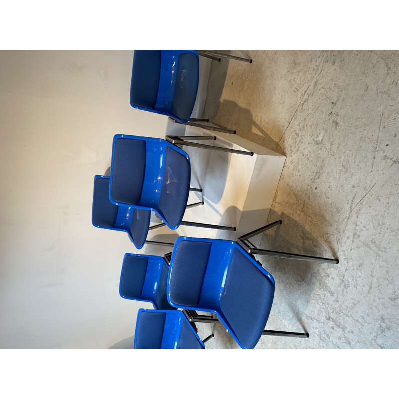 Ensemble de 6 chaises bleues de Borsani