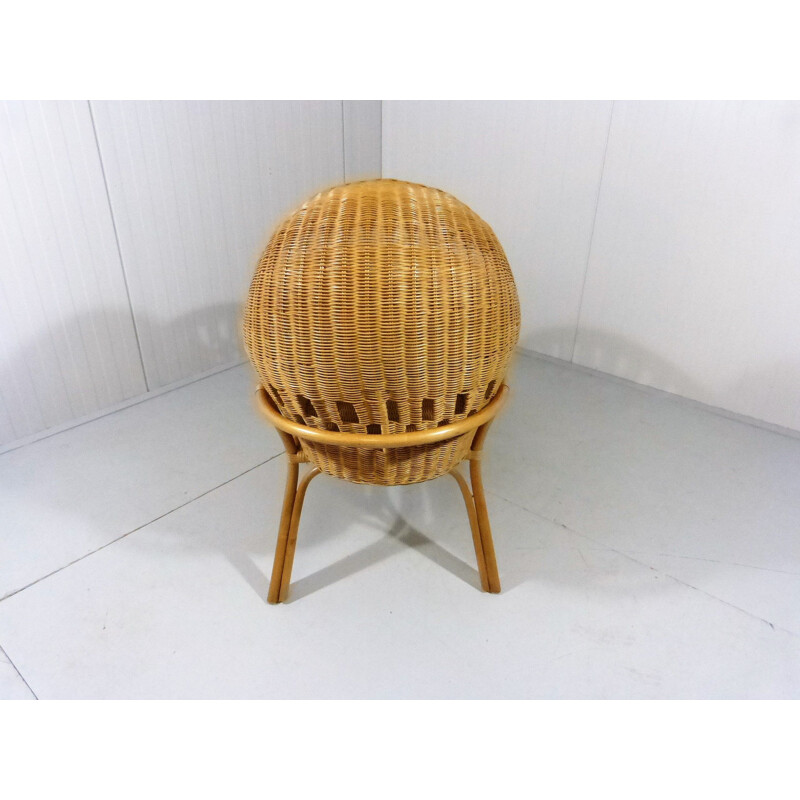 Mid-century rattan cradle, 1970s