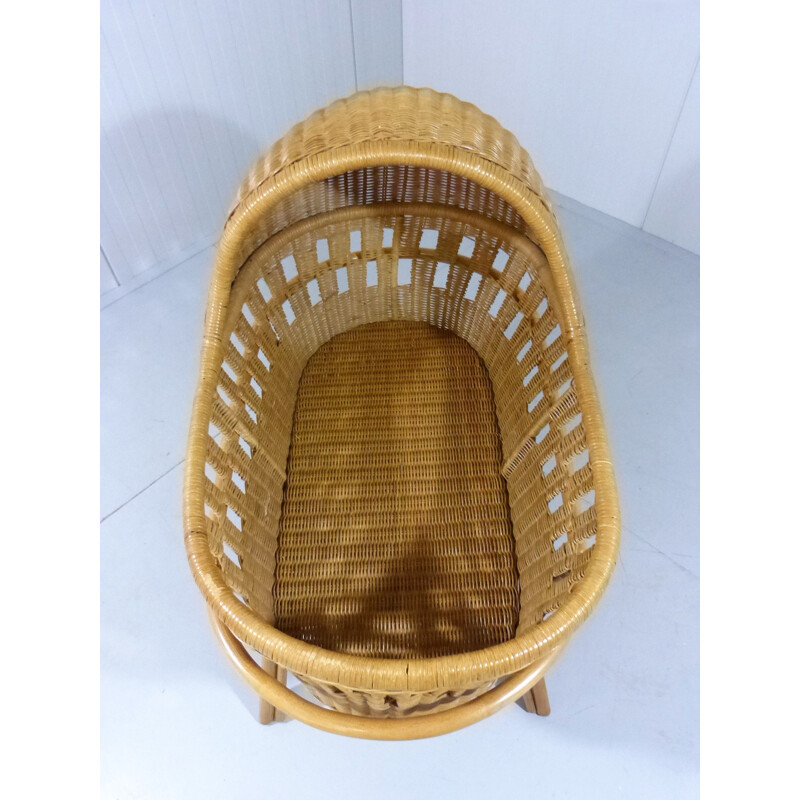 Mid-century rattan cradle, 1970s