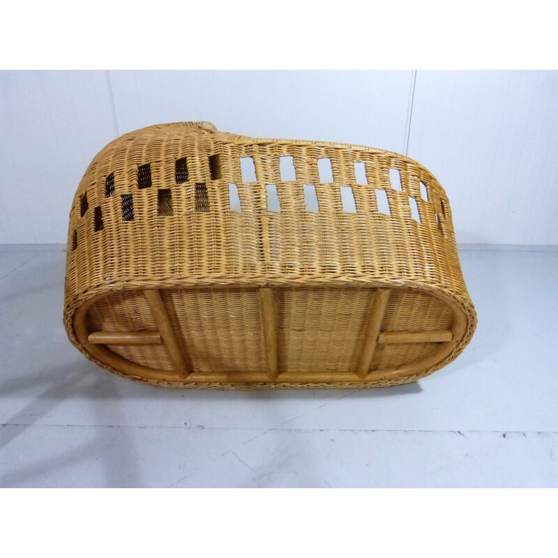 Mid-century rattan cradle, 1970s