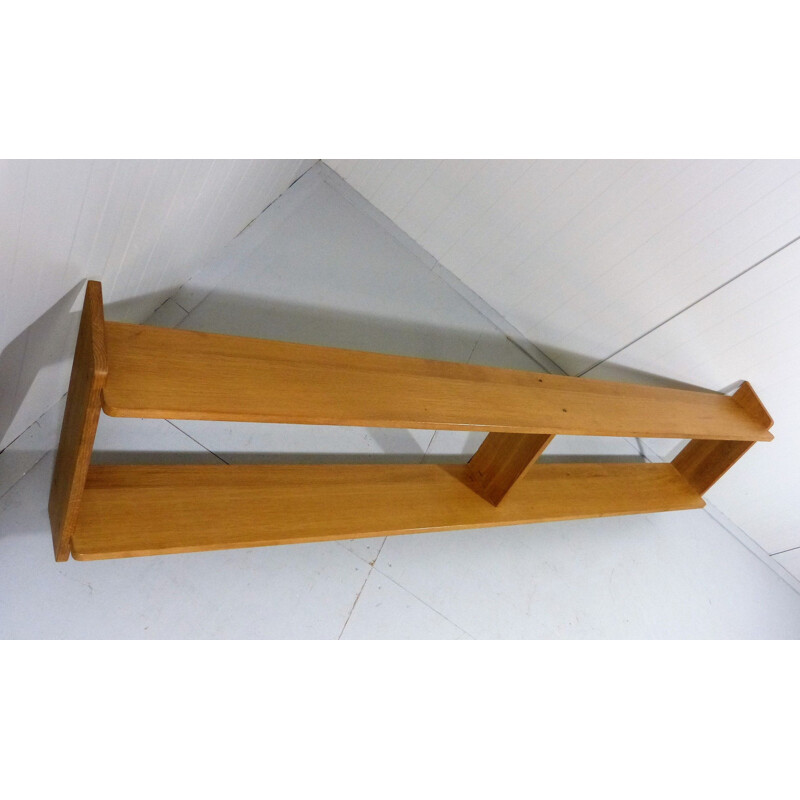 Mid-century large beech wooden wall rack, 1960s