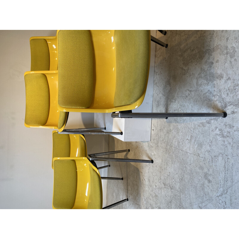 Set of 6 yellow chairs by Borsani