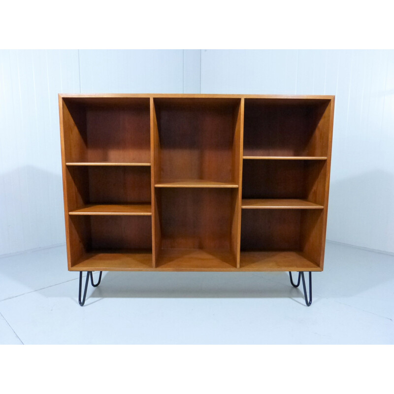 Vintage teak bookcase with hairpin legs by Børge Mogensen for Søborg Møbler Denmark, 1960s