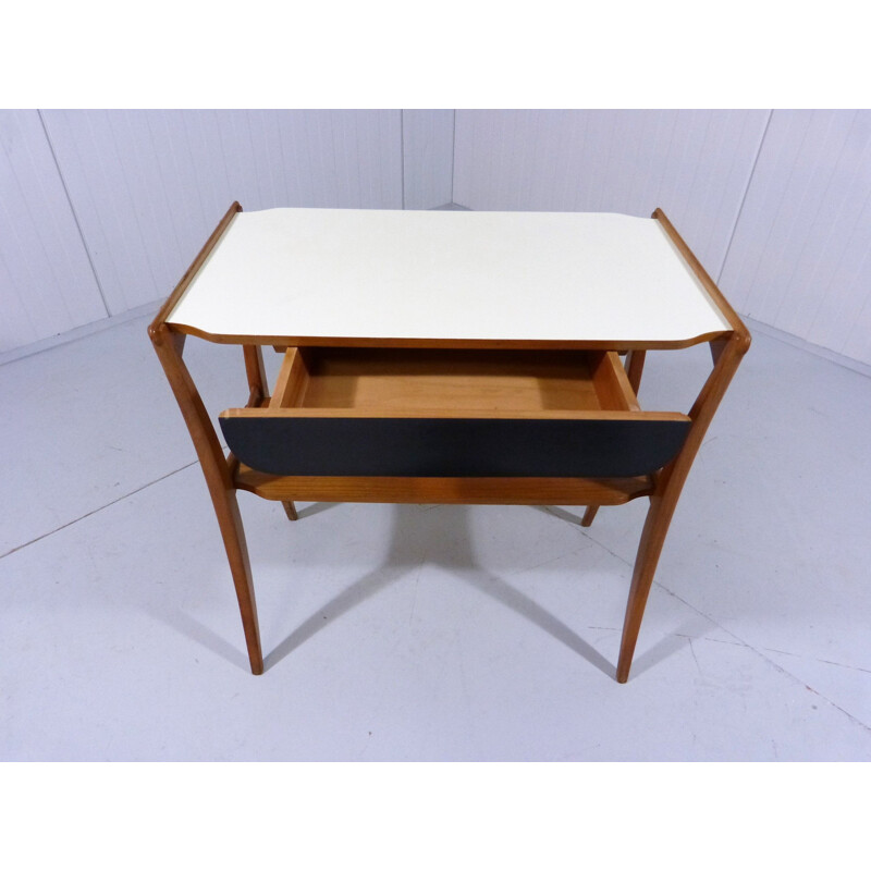 Table d'appoint en teck avec tiroir, 1950