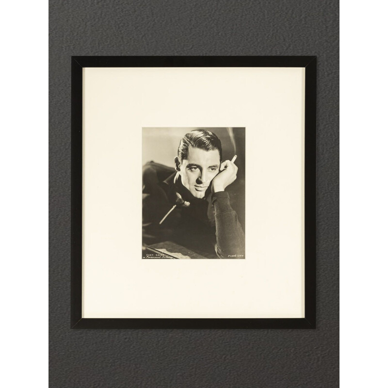 Vintage framed wood portrait of Cary Grant, 1930