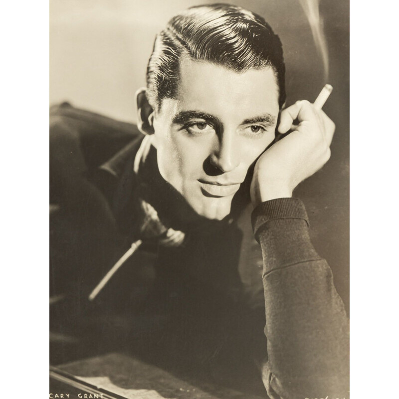 Vintage framed wood portrait of Cary Grant, 1930