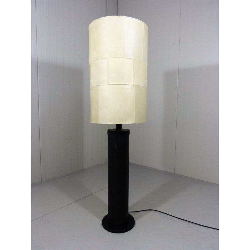 Mid-century large leather floor lamp by Charlotte Waver, Germany 1970s