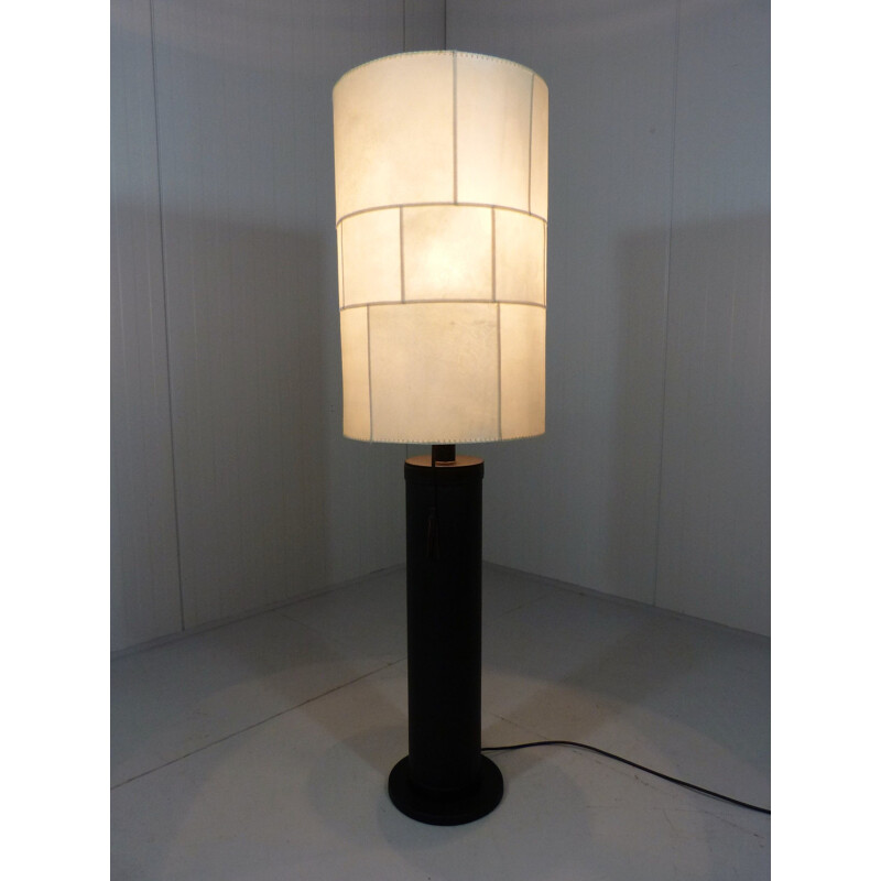 Mid-century large leather floor lamp by Charlotte Waver, Germany 1970s