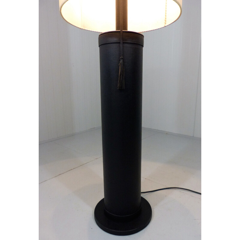 Mid-century large leather floor lamp by Charlotte Waver, Germany 1970s