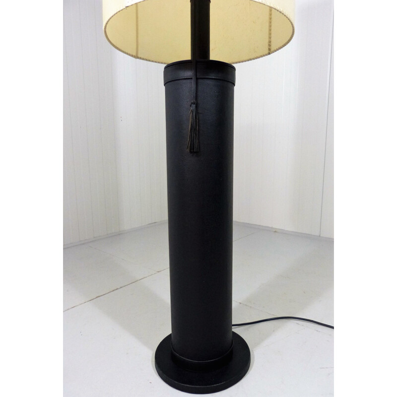 Mid-century large leather floor lamp by Charlotte Waver, Germany 1970s