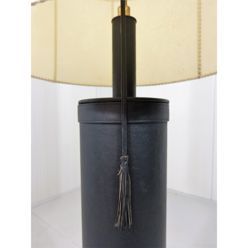 Mid-century large leather floor lamp by Charlotte Waver, Germany 1970s