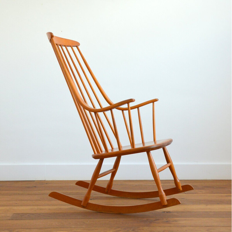 Chaise à bascule vintage scandinave Grandessa de Lena Larsson, 1960