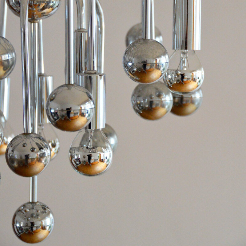 Sputnik Space Age Design Aschenbecher Chrom / Metall Ball Kugel