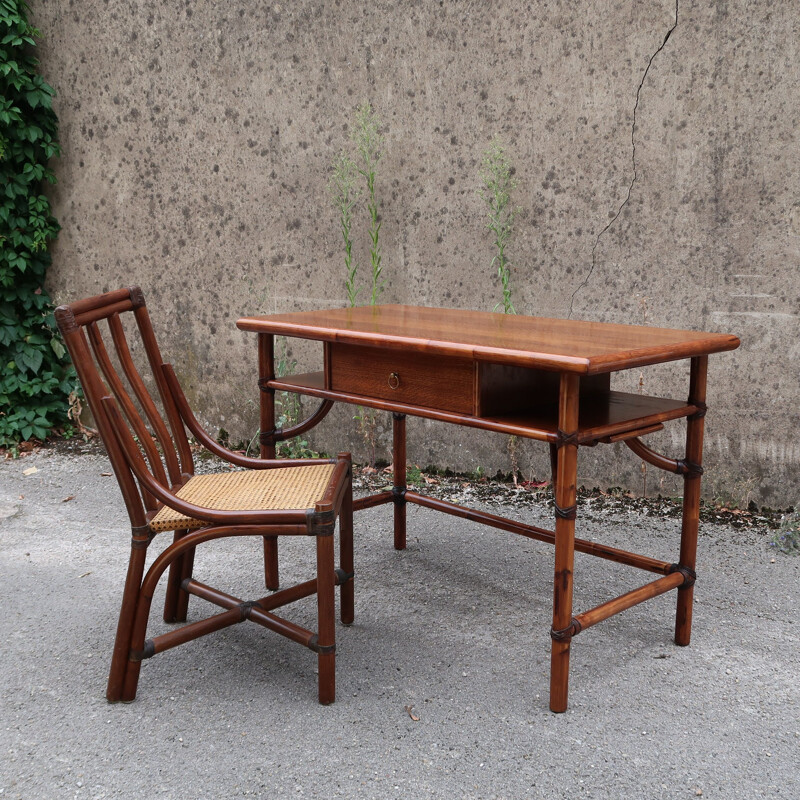 Vintage bamboo desk by Mc Guire