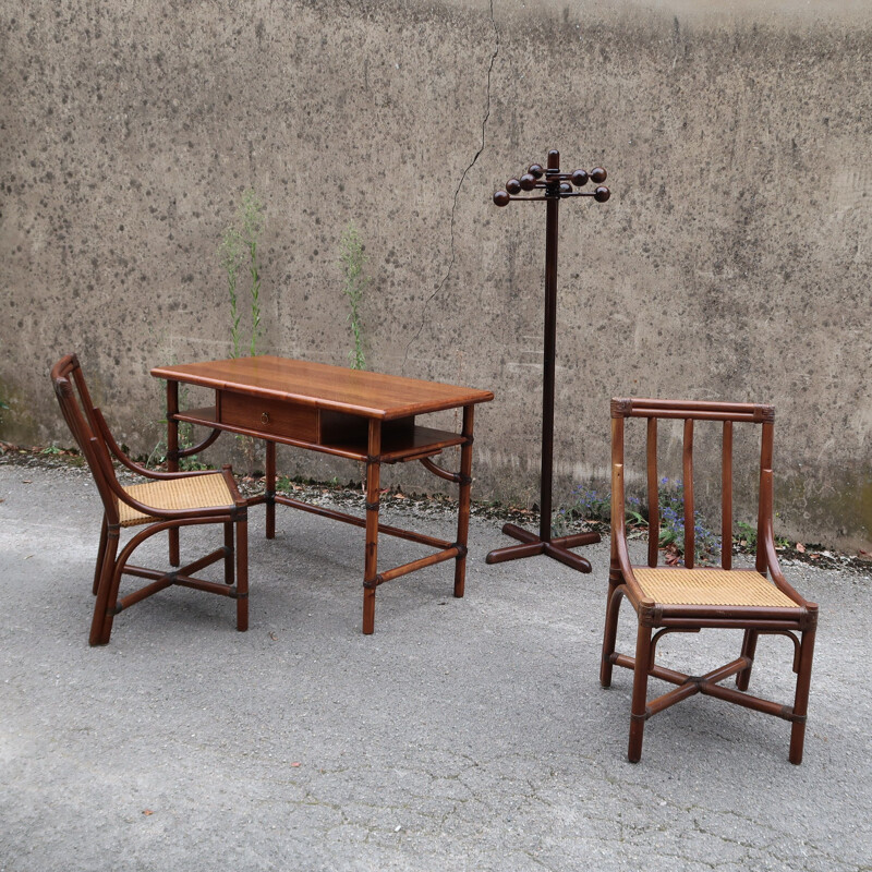 Vintage bamboo desk by Mc Guire