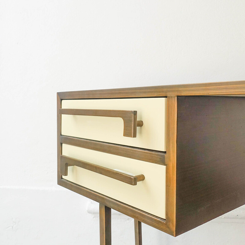 Mid-century custom made cartier brass and lacquered wood desk, 1970s