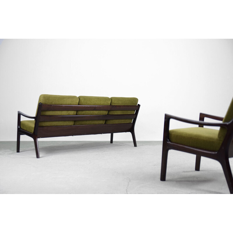 Vintage skandinavisches 3-Sitzer-Sofa und Senatorsessel von Ole Wanscher für Cado, 1960