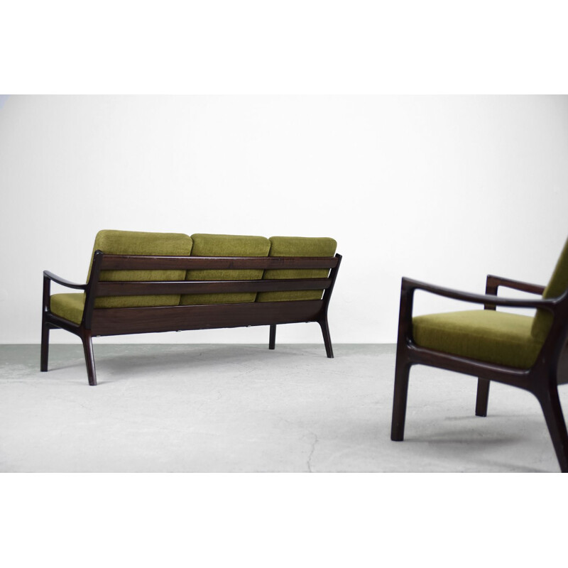 Vintage scandinavian 3-seater senator sofa and chair by Ole Wanscher for Cado, 1960s