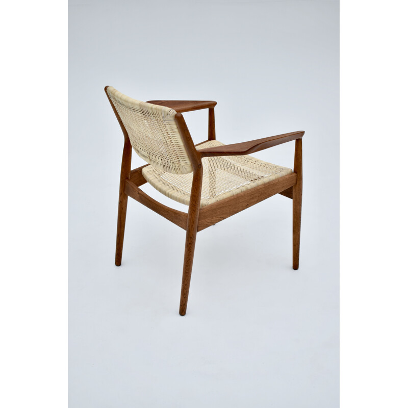 Vintage model 51a oakwood & rattan armchair by Arne Vodder for Sibast