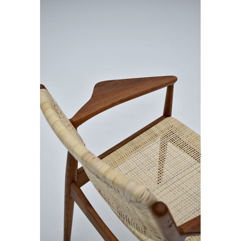 Vintage fauteuil model 51a in eiken en rotan van Arne Vodder voor Sibast