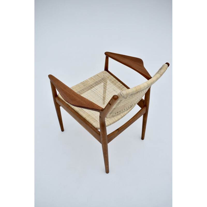 Vintage model 51a oakwood & rattan armchair by Arne Vodder for Sibast