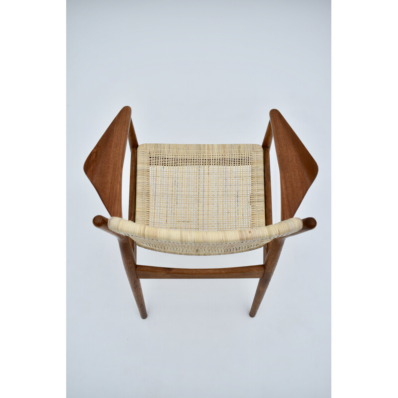 Vintage model 51a oakwood & rattan armchair by Arne Vodder for Sibast