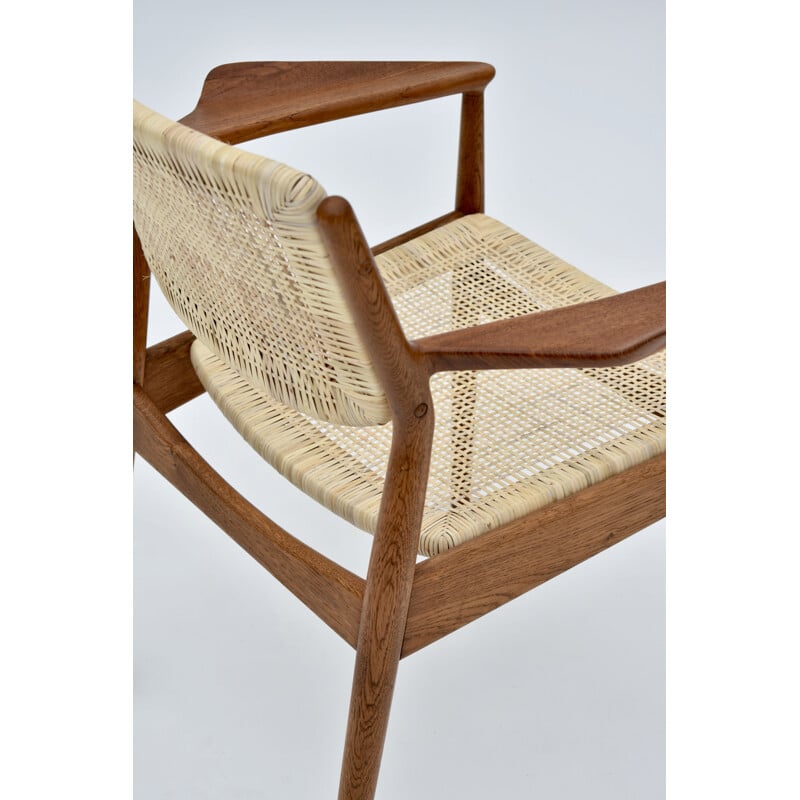 Vintage fauteuil model 51a in eiken en rotan van Arne Vodder voor Sibast