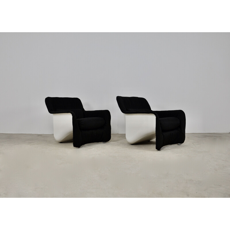 Vintage pair of "Bicia" armchairs by Carlo Bartoli for Arflex, 1969s