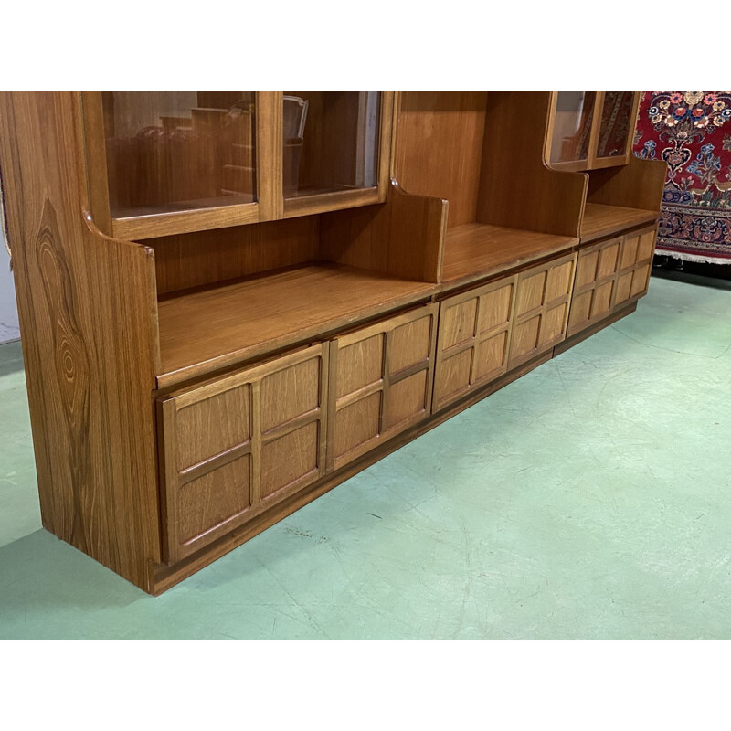 Large vintage English teak bookcase in 3 modules, 1980