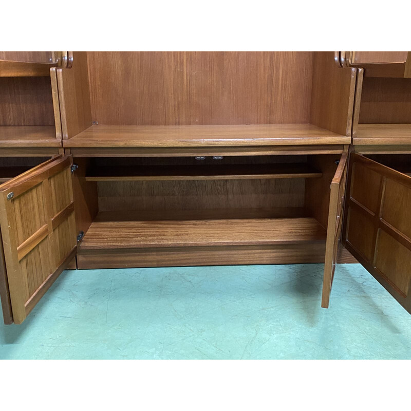 Large vintage English teak bookcase in 3 modules, 1980