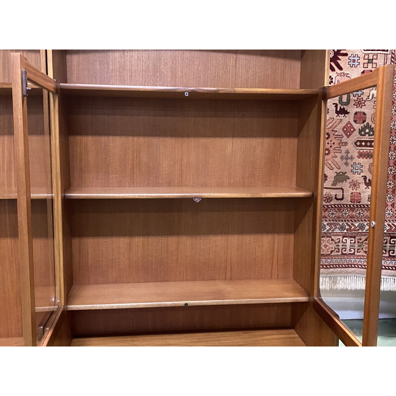 Large vintage English teak bookcase in 3 modules, 1980