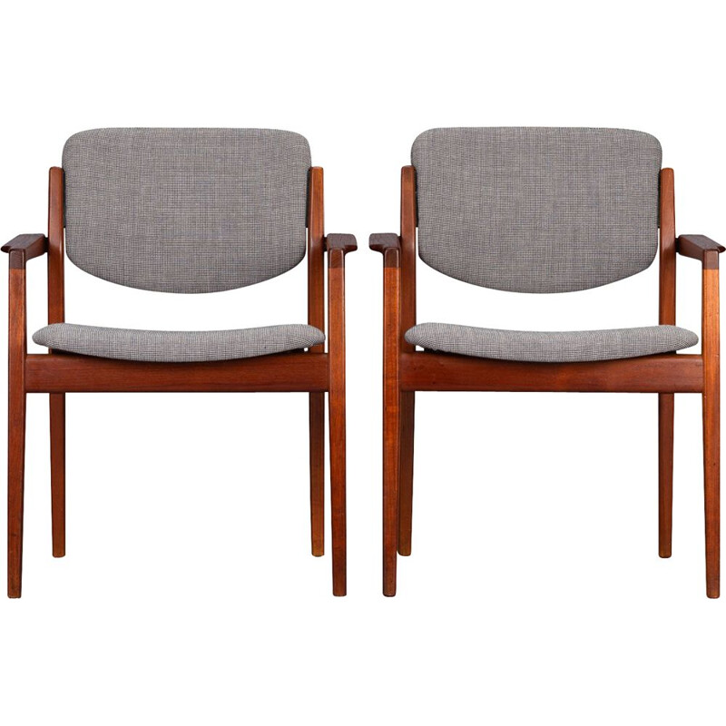 Set of 2 vintage Model 196 Armchairs by Finn Juhl for France and Son, 1960s