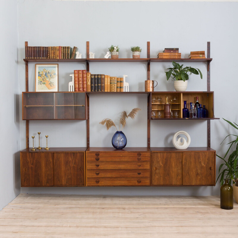 Mid-century rosewood wall unit by Thygesen & Sørensen for Hansen and Guldborg, 1960s