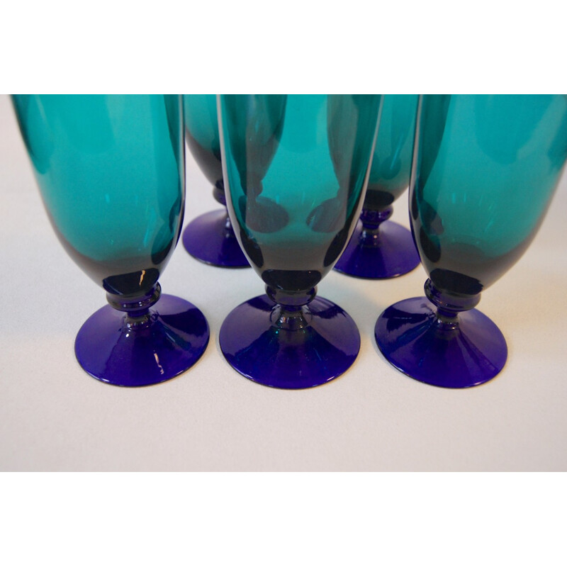A Set of blue glasses in Murano glass - 1960s