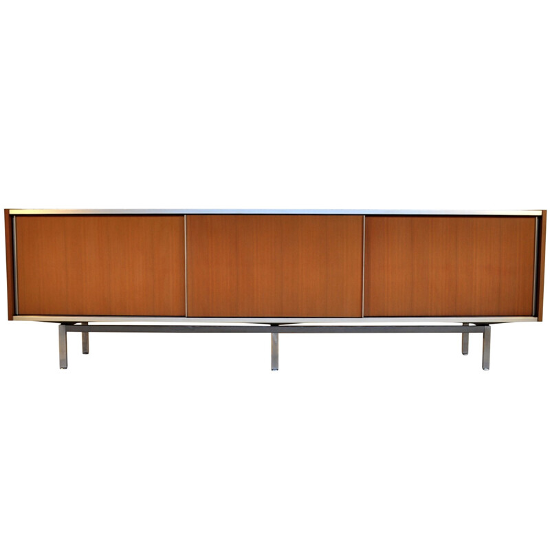 Vintage mahogany and aluminum sideboard by Georges Frydman for EFA, 1960