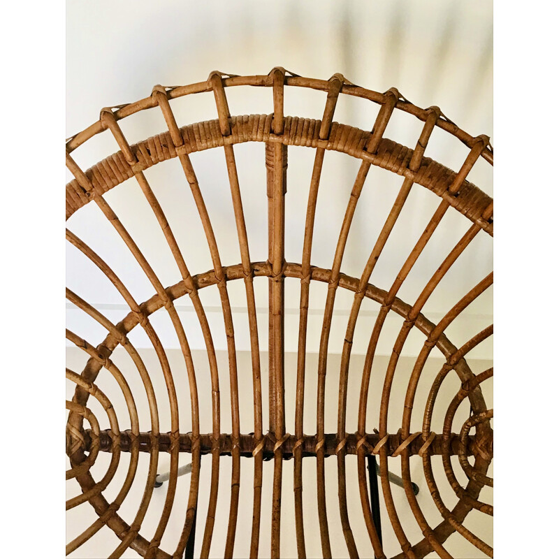 Paar vintage rotan fauteuils van Franco Albini, Italië 1960