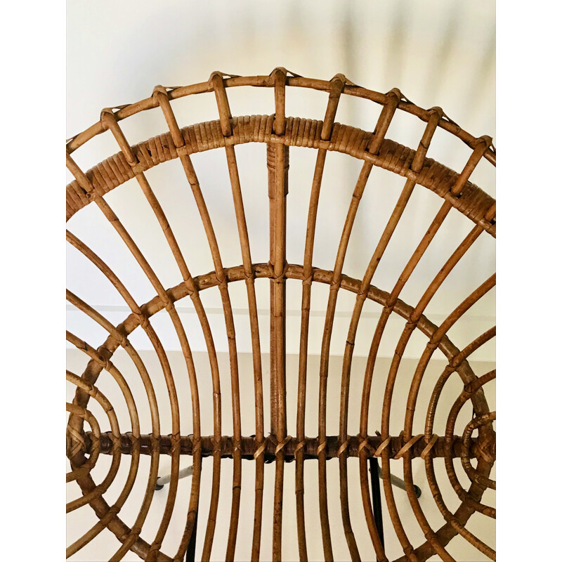 Pareja de sillones vintage de ratán de Franco Albini, Italia 1960