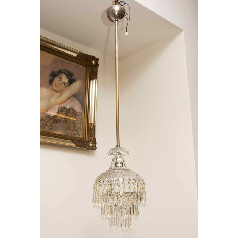 Candelabro de cristal vintage, Checo 1940