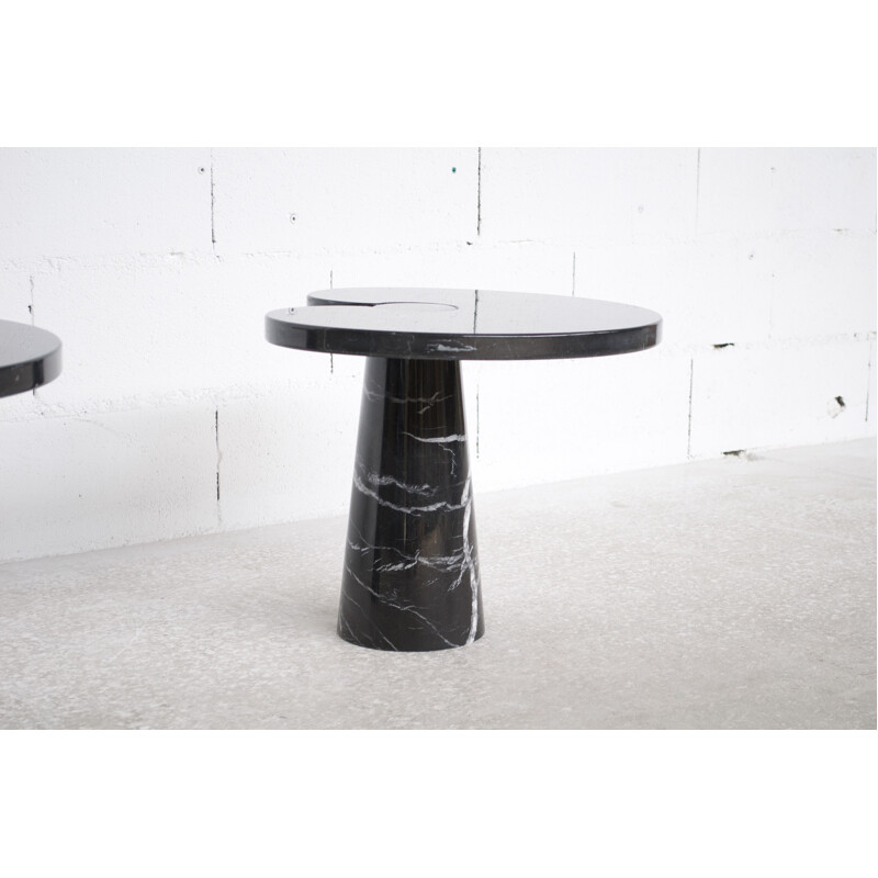 Pair of vintage Eros pedestal tables in Marquina marble by Angelo Magiarotti for Skipper, 1971