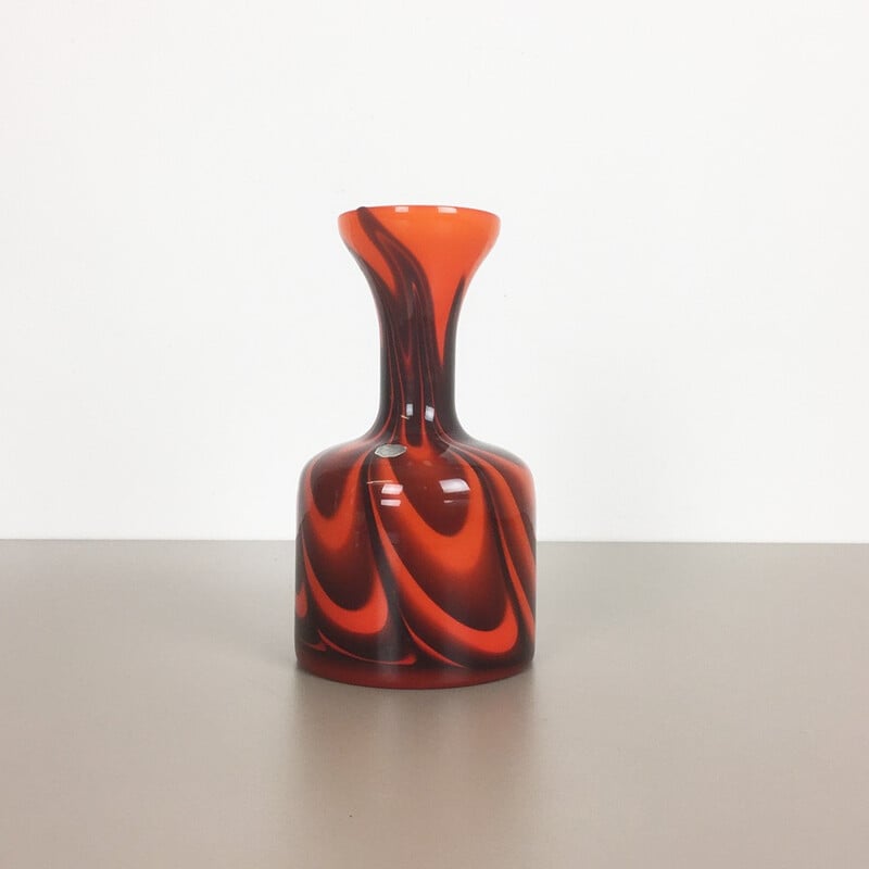 Italian Opaline Florence vase in opal orange and brown glass, Carlo MORETTI - 1970s