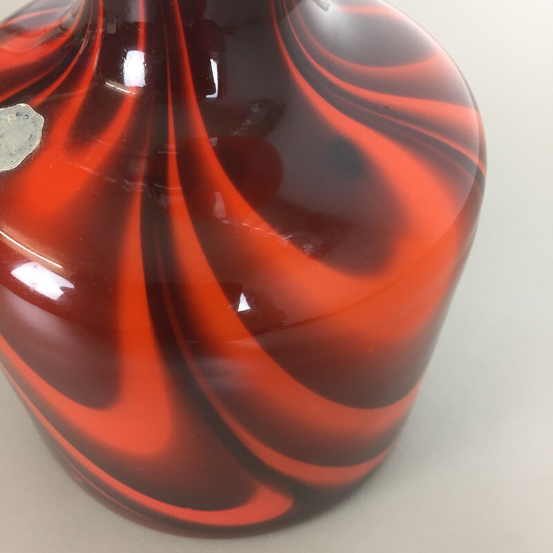 Italian Opaline Florence vase in opal orange and brown glass, Carlo MORETTI - 1970s