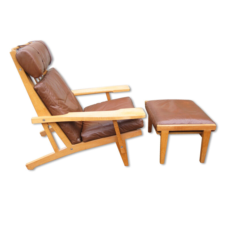 Getema high back lounge chair with footstool, H.J WEGNER - 1969