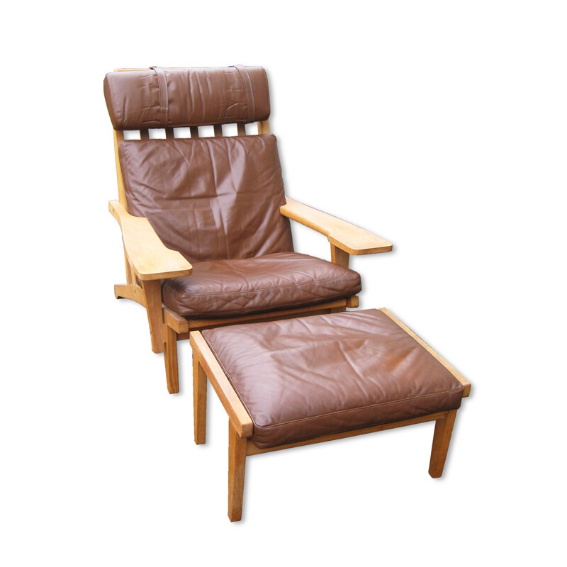 Getema high back lounge chair with footstool, H.J WEGNER - 1969