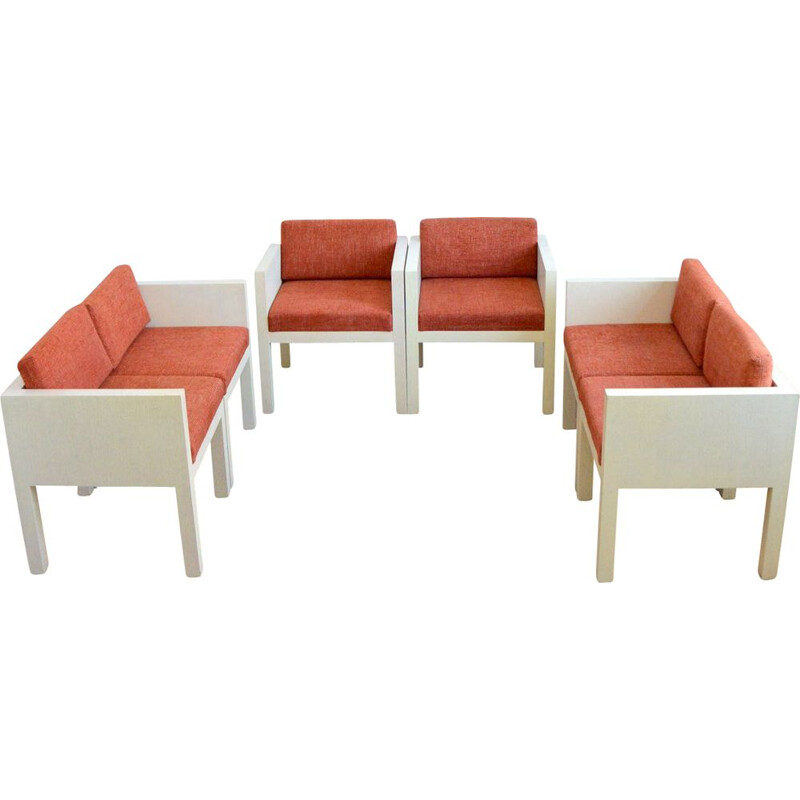 Set of 4 vintage cubic chairs, 1980