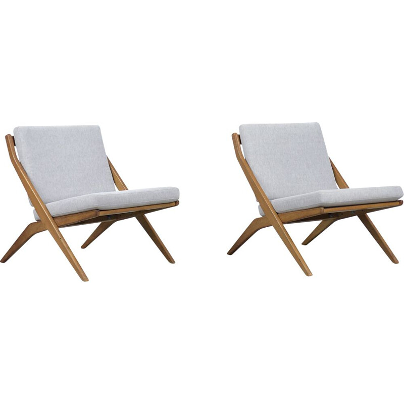 Mid-century set of 2 swedish scissors chairs by Folke Ohlsson for Bodafors, 1960s